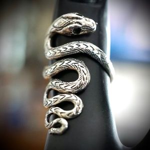 Serpentine Sterling Silver Ring Sz 8-8.5